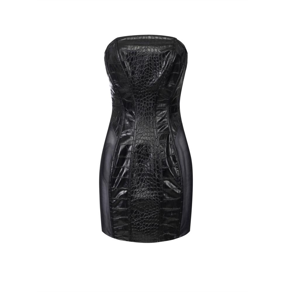 Crocodile print textured dress