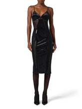 Load image into Gallery viewer, Dress in velvet and floral lace fabrics
