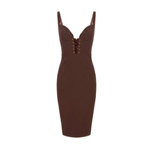 Load image into Gallery viewer, Dress in bi-elastic fabric with criss-cross details
