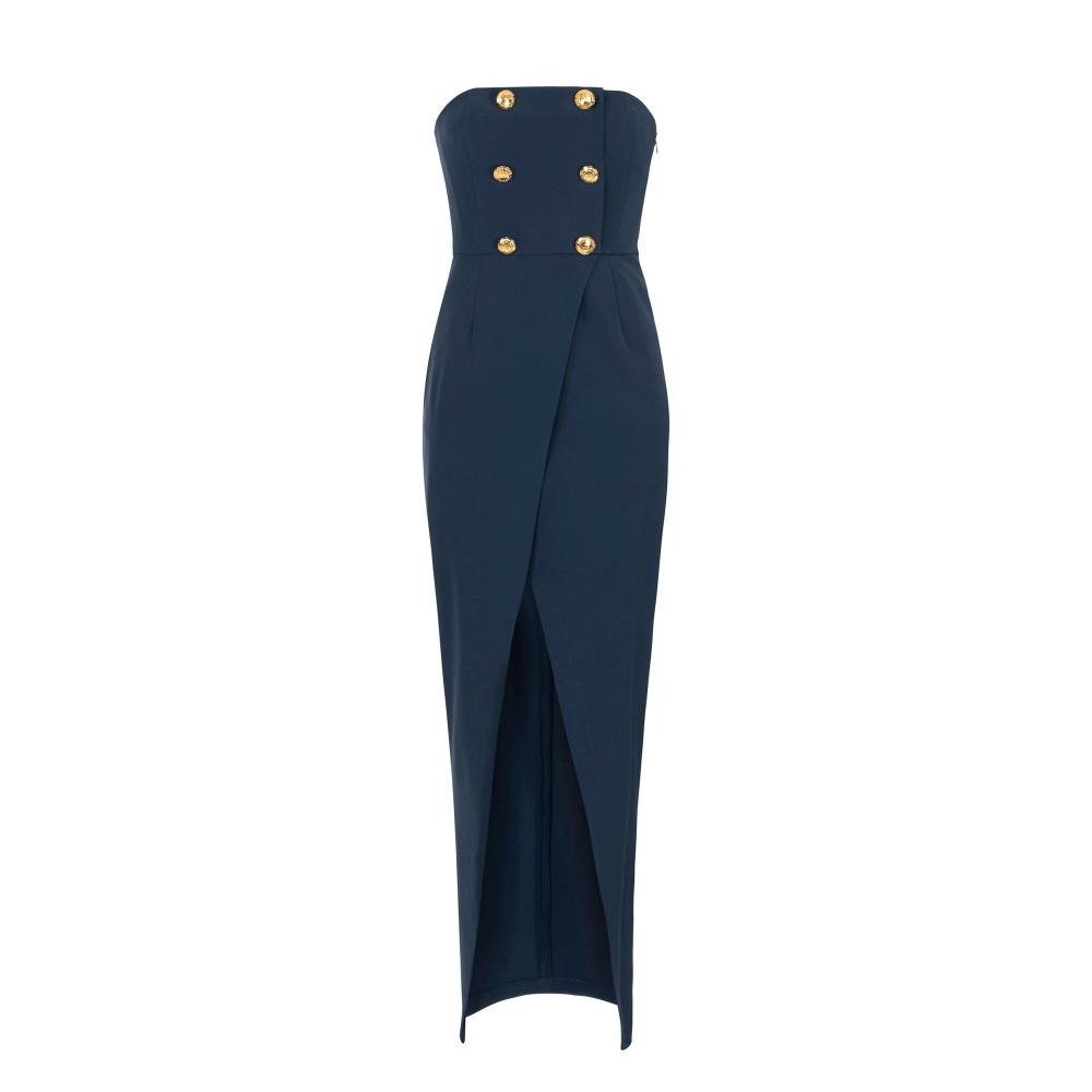 Red Carpet dress in lightweight crêpe fabric with buttons