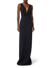 Load image into Gallery viewer, Red Carpet dress in georgette and crêpe fabrics with crystals
