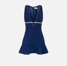 Load image into Gallery viewer, Dress in crêpe fabric with piping and jewelled horsebit
