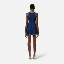 Load image into Gallery viewer, Dress in crêpe fabric with piping and jewelled horsebit
