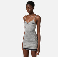 Load image into Gallery viewer, Denim mini dress with shoulder straps
