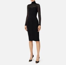 Load image into Gallery viewer, Viscose midi dress with herringbone pattern
