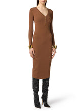 Load image into Gallery viewer, Dress in ribbed knit fabric with breast pocket
