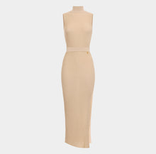 Load image into Gallery viewer, Lurex and viscose narrow-ribbed midi dress
