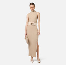 Load image into Gallery viewer, Lurex and viscose narrow-ribbed midi dress
