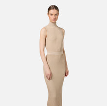 Load image into Gallery viewer, Lurex and viscose narrow-ribbed midi dress
