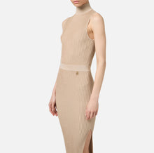 Load image into Gallery viewer, Lurex and viscose narrow-ribbed midi dress
