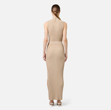 Load image into Gallery viewer, Lurex and viscose narrow-ribbed midi dress
