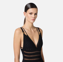 Load image into Gallery viewer, Red Carpet knit dress with transparency details
