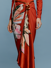 Load image into Gallery viewer, The model is wearing the Ananya Dress Red Floral Print.
