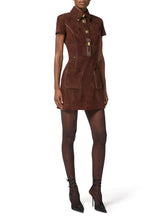 Load image into Gallery viewer, Mini dress in suede with vinyl details
