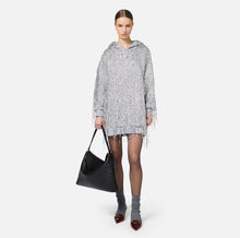 Load image into Gallery viewer, Fleece mini-dress with hood and sequin fringes
