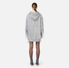 Load image into Gallery viewer, Fleece mini-dress with hood and sequin fringes
