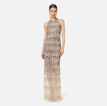 Load image into Gallery viewer, Tulle red carpet dress embroidered with pixel pattern sequins
