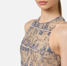 Load image into Gallery viewer, Tulle red carpet dress embroidered with pixel pattern sequins
