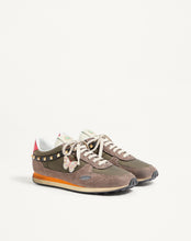 Load image into Gallery viewer, Stud Up Trainer In Split Leather And Nylon With Butterfly Embroidery

