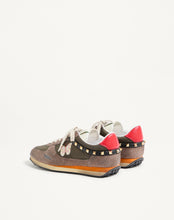 Load image into Gallery viewer, Stud Up Trainer In Split Leather And Nylon With Butterfly Embroidery
