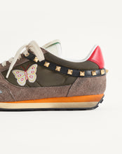 Load image into Gallery viewer, Stud Up Trainer In Split Leather And Nylon With Butterfly Embroidery
