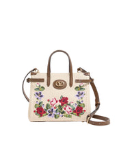 Load image into Gallery viewer, Antibes Small Embroidered Linen Shopping Bag
