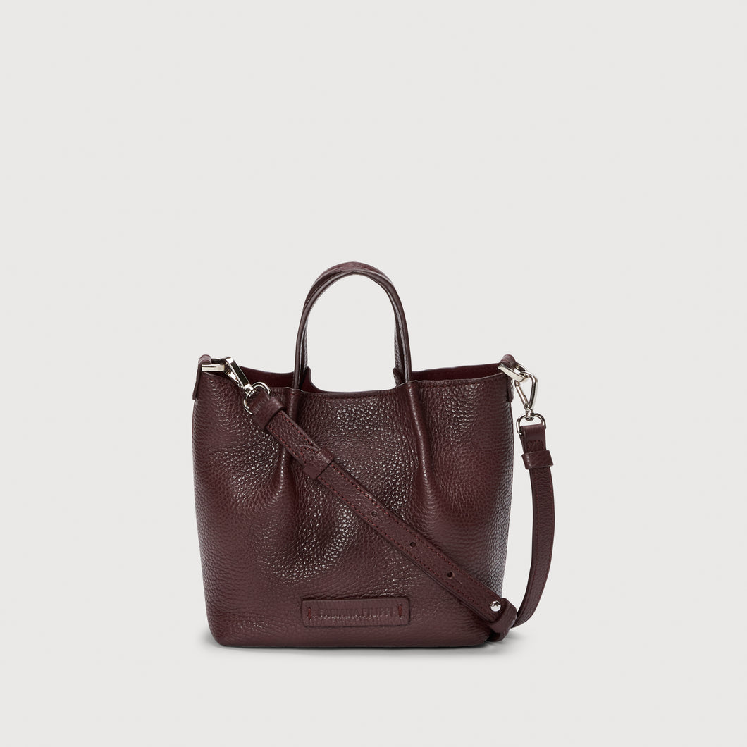 Mini leather shopper bag