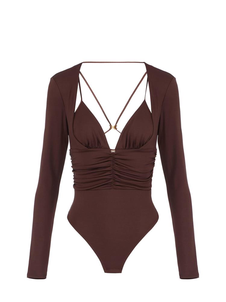 Crêpe jersey bodysuit with draping