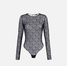 Load image into Gallery viewer, Bodysuit in flocked tulle with diagonal pattern
