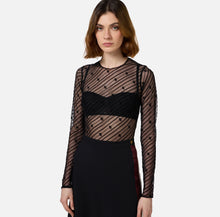 Load image into Gallery viewer, Bodysuit in flocked tulle with diagonal pattern
