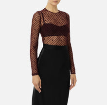 Load image into Gallery viewer, Bodysuit in flocked tulle with diagonal pattern
