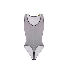 Load image into Gallery viewer, Bodysuit in tulle fabric with vinyl details
