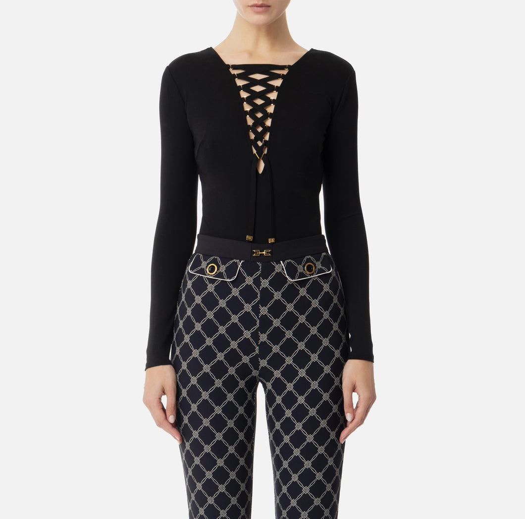 Bodysuit in jersey fabric with laces