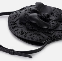 Load image into Gallery viewer, Leather shoulder bag with embroidered flower
