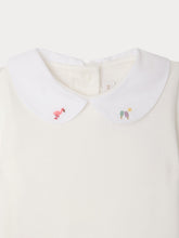 Load image into Gallery viewer, Hand-embroidered Cygne bodysuit in organic cotton
