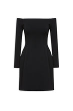 Load image into Gallery viewer, Crepe knit peplum dress - black
