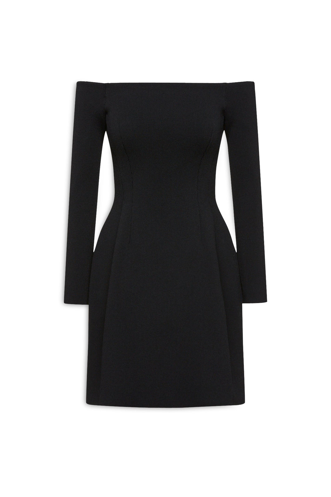 Crepe knit peplum dress - black