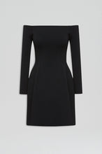 Load image into Gallery viewer, Crepe knit peplum dress - black
