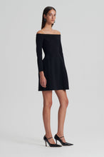 Load image into Gallery viewer, Crepe knit peplum dress - black
