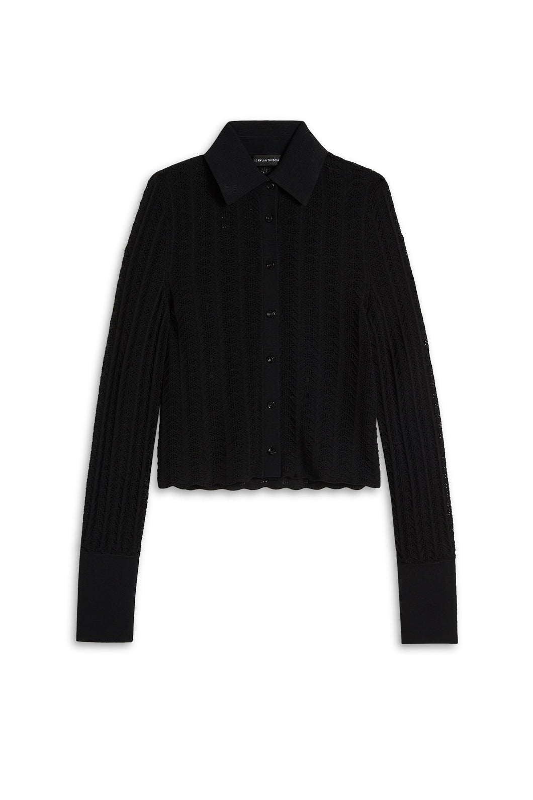 Pleat lace shirt - black