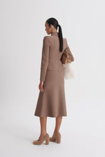 Load image into Gallery viewer, CREPE KNIT PEPLUM COLLAR JACKET - WHISKEY
