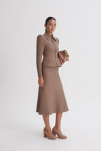 Load image into Gallery viewer, CREPE KNIT SOFT HEM SKIRT - WHISKEY
