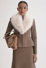 Load image into Gallery viewer, CREPE KNIT PEPLUM COLLAR JACKET - WHISKEY
