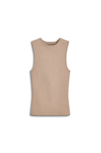 Load image into Gallery viewer, CREPE KNIT CREW NECK SINGLET - OAT
