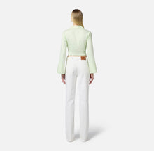 Load image into Gallery viewer, Satin cropped blouse with draping
