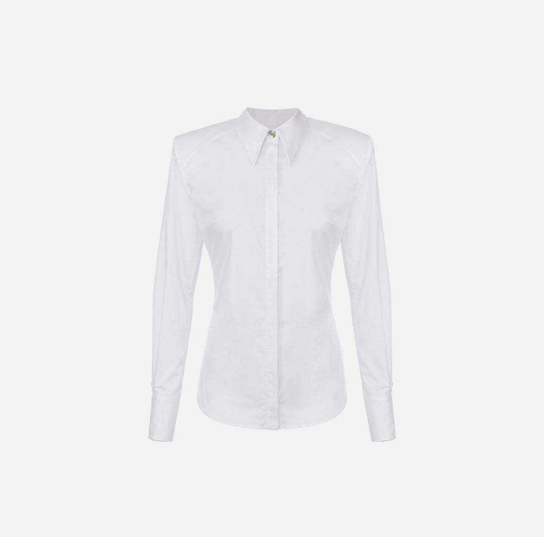 Poplin shirt with structured shoulders