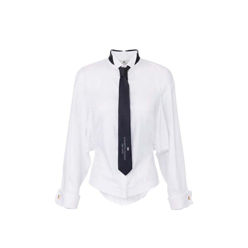 Cotton poplin shirt with tie