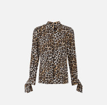 Load image into Gallery viewer, Blouse in animalier georgette fabric with ribbon cuffs
