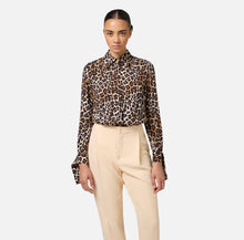 Load image into Gallery viewer, Blouse in animalier georgette fabric with ribbon cuffs
