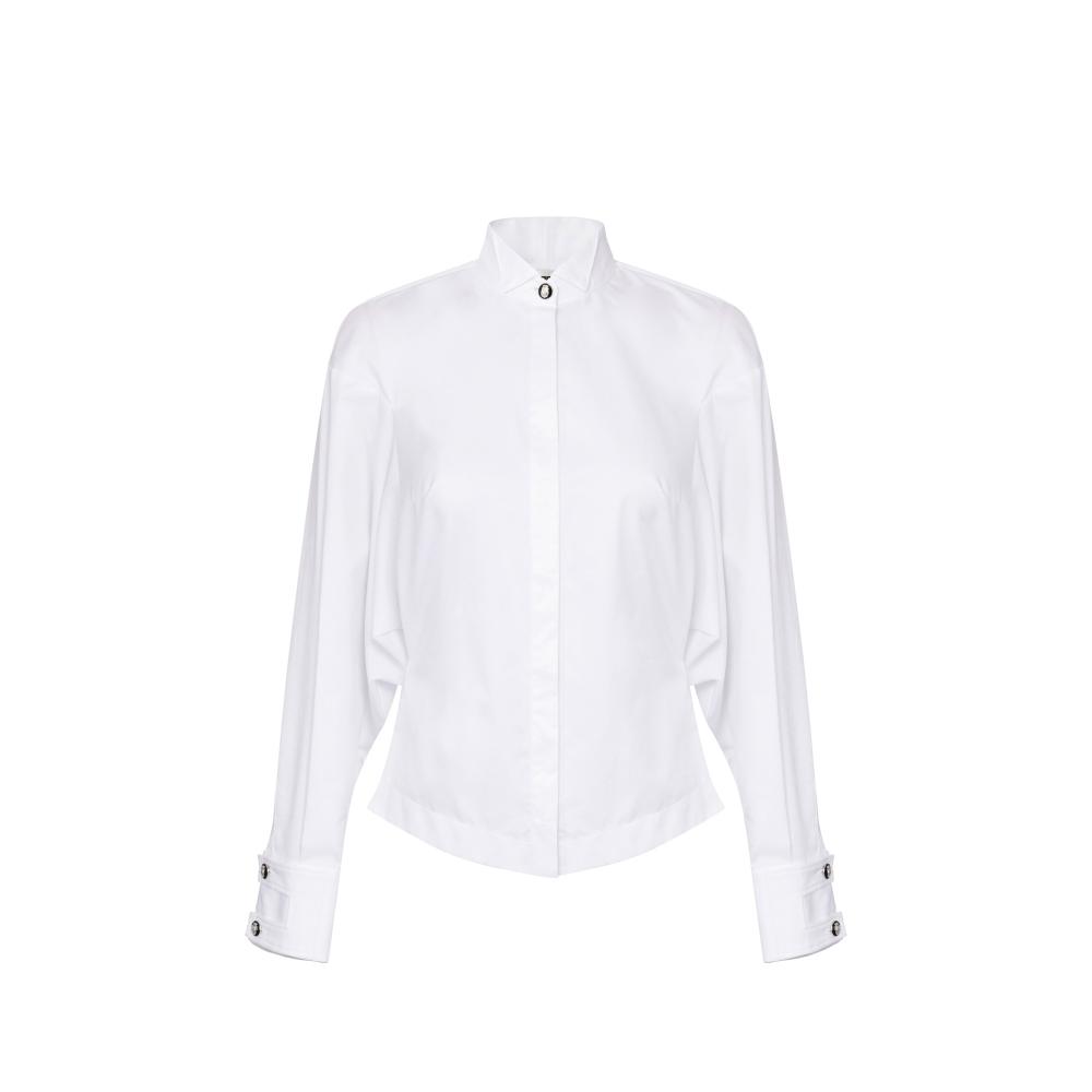 Cotton poplin shirt with tuxedo collar